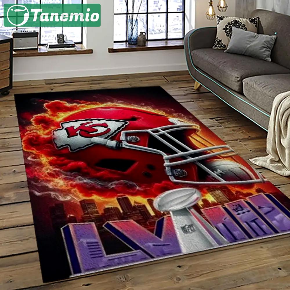 Nfl kansas city chiefs football team logo sport carpet rectangle area rug for living room kcc75 Rectangle Rug