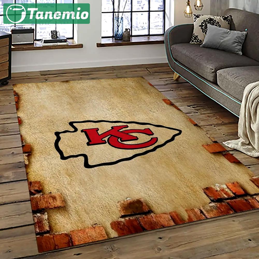Nfl kansas city chiefs football team logo sport carpet rectangle area rug for living room kcc79 Rectangle Rug