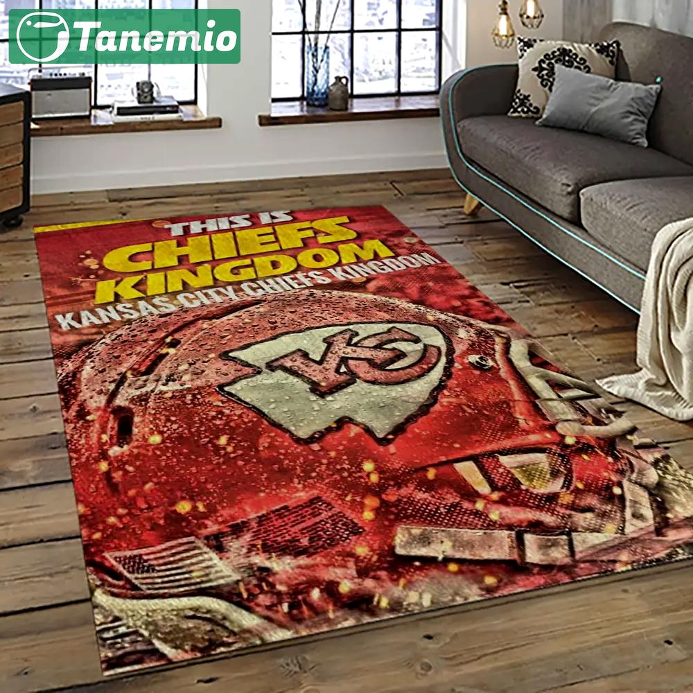Nfl kansas city chiefs football team logo sport carpet rectangle area rug for living room kcc84 Rectangle Rug