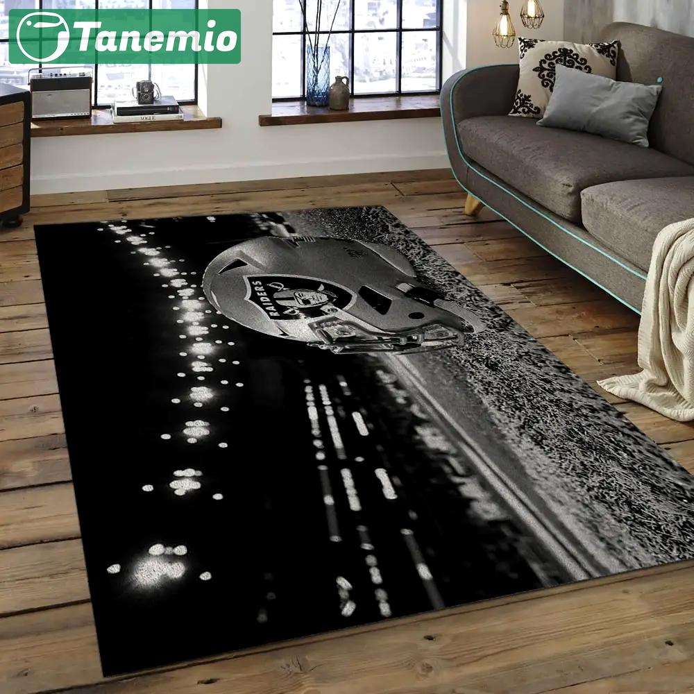 Nfl las vegas raiders football team logo rectangle area rug lvr07 Rectangle Rug