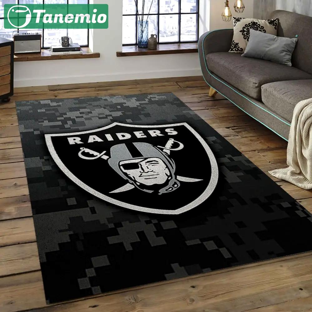 Nfl las vegas raiders football team logo rectangle area rug lvr28 Rectangle Rug