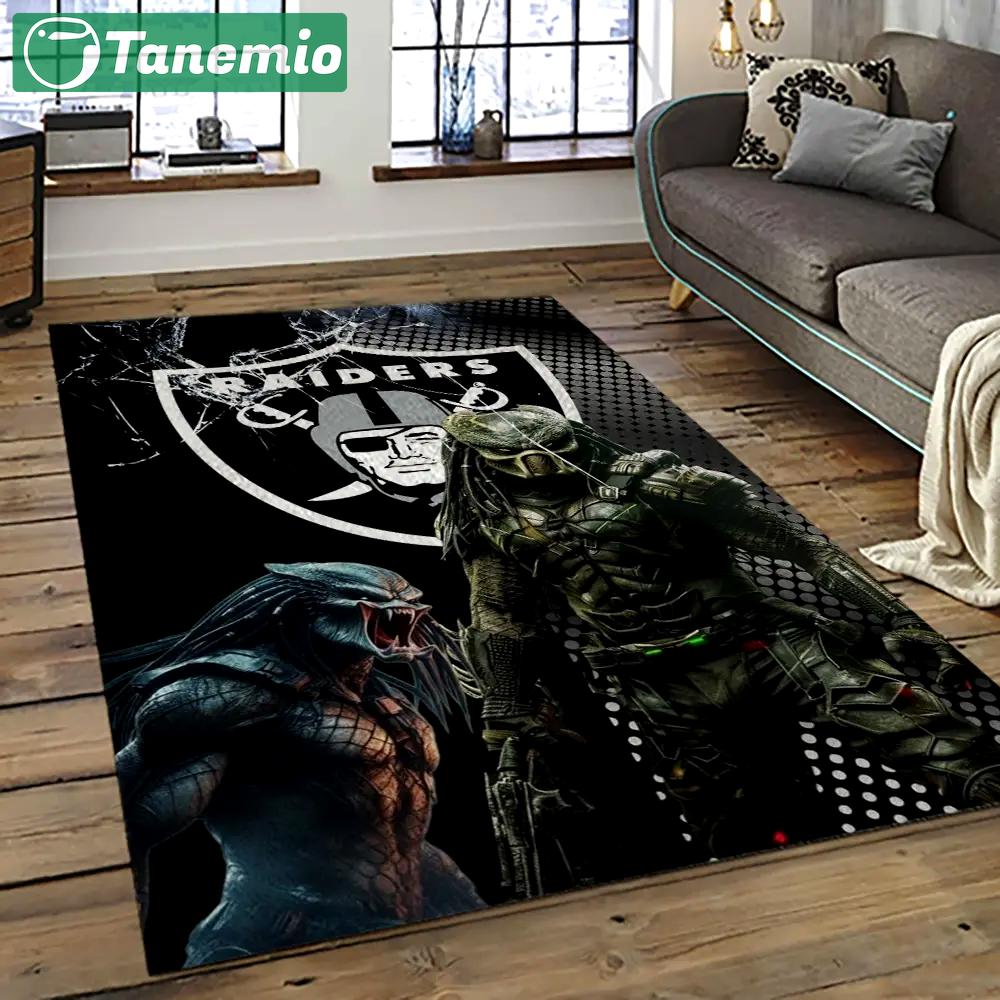 Nfl las vegas raiders football team logo sport carpet rectangle area rug for living room lvrd07 Rectangle Rug