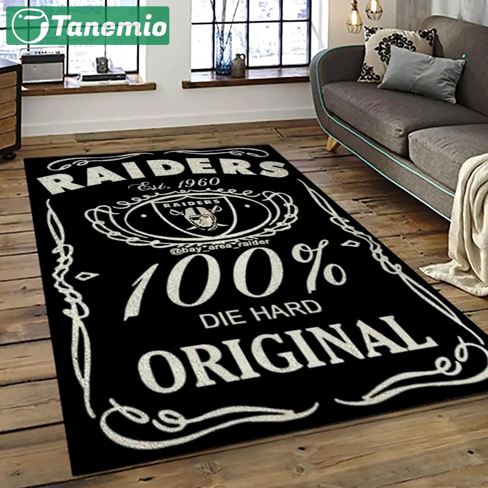 Nfl las vegas raiders football team logo sport carpet rectangle area rug for living room lvrd19 Rectangle Rug