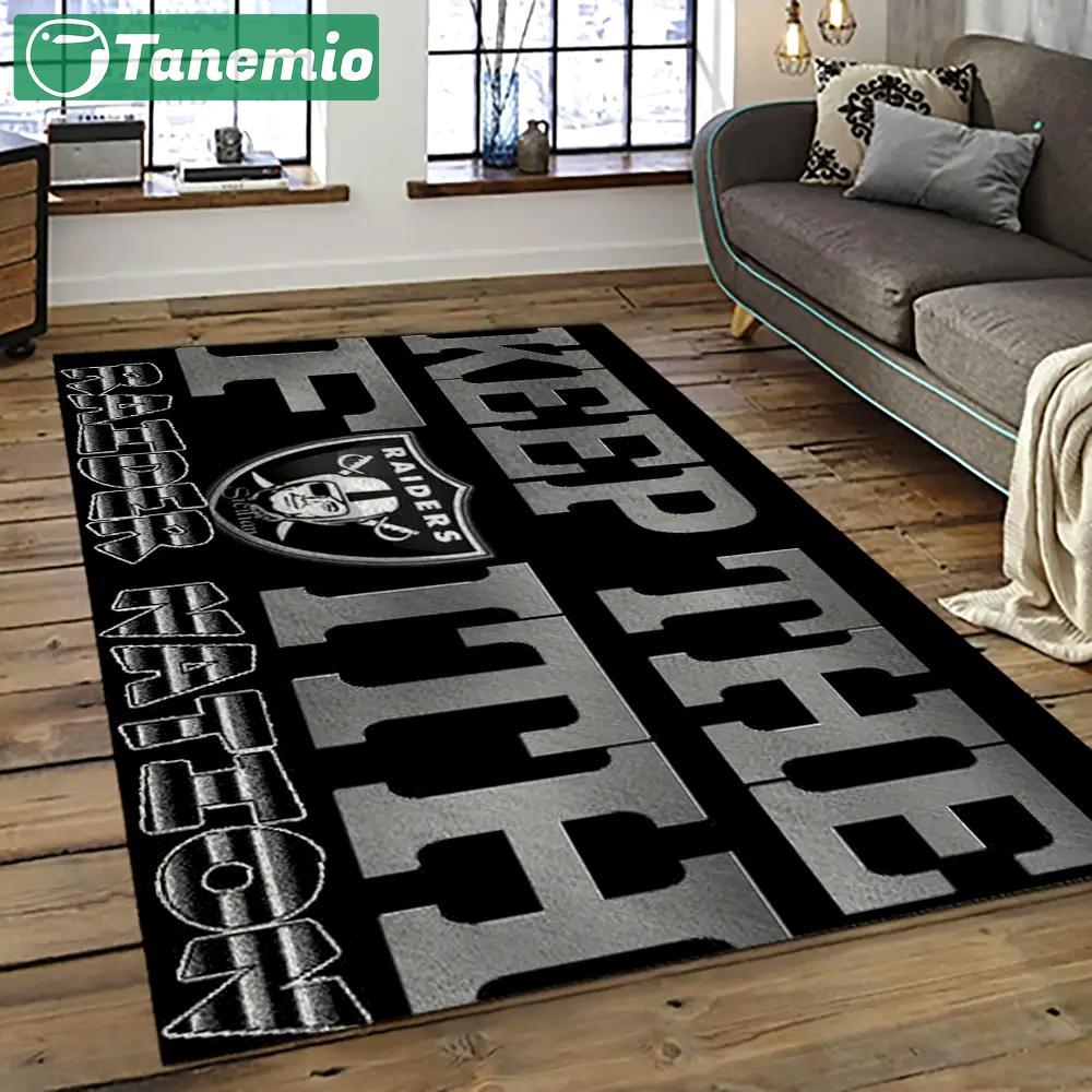Nfl las vegas raiders football team logo sport carpet rectangle area rug for living room lvrd28 Rectangle Rug