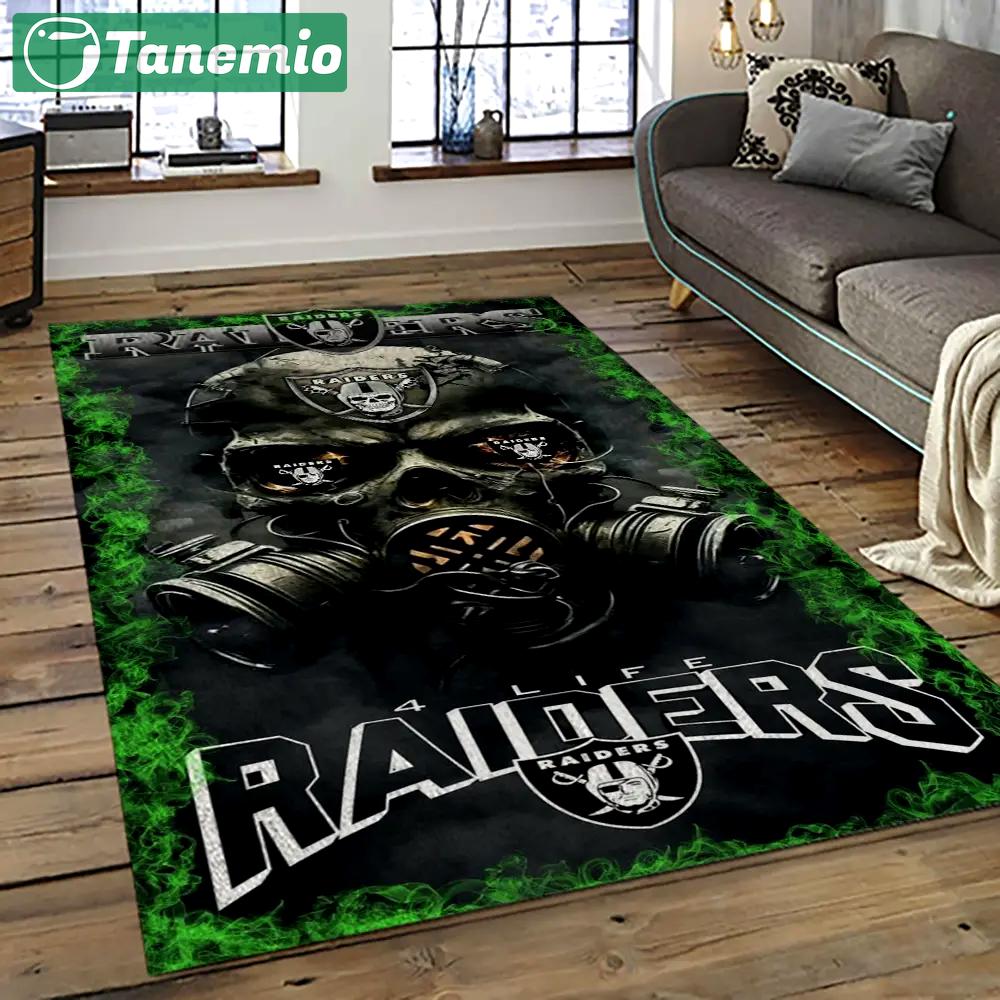 Nfl las vegas raiders football team logo sport carpet rectangle area rug for living room lvrd72 Rectangle Rug