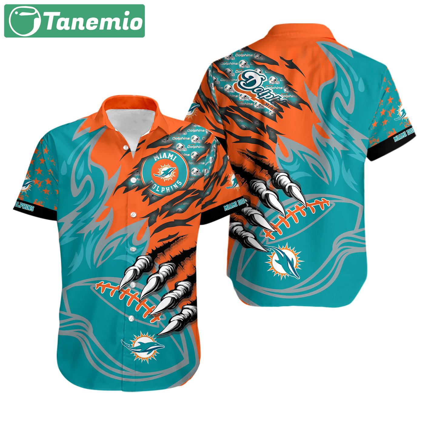 Nfl miami dolphins aqua orange hawaiian shirt Hawaii Shirt Shorts & Flip Flops