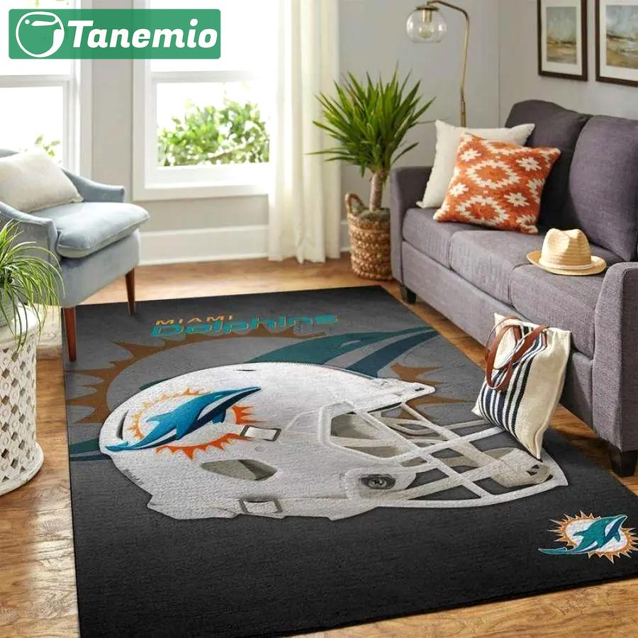 Nfl miami dolphins living room rug football living room carpet sports f102132 Rectangle Rug