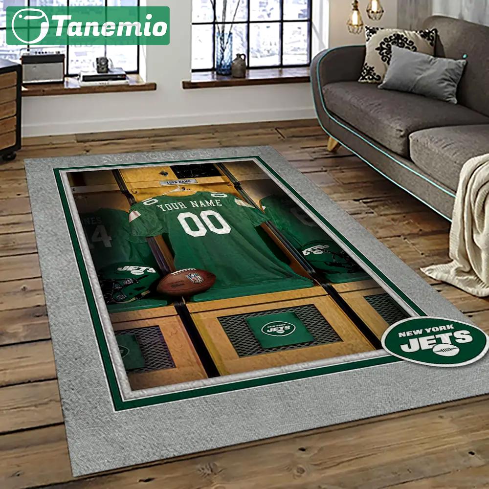 Nfl new york jets football team logo sport carpet rectangle area rug for living room nyj03 Rectangle Rug