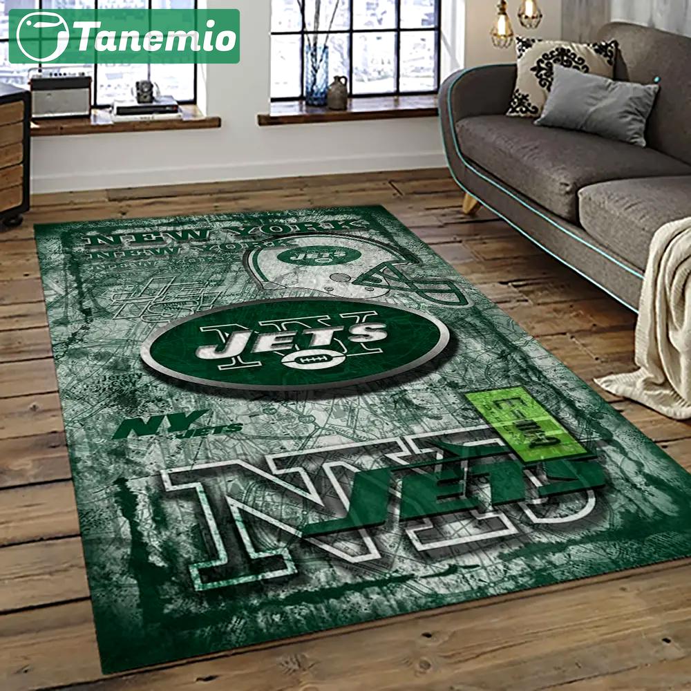Nfl new york jets football team logo sport carpet rectangle area rug for living room nyj09 Rectangle Rug