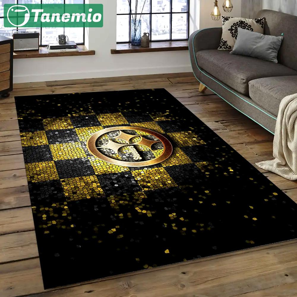 Nfl pittsburgh steelers fierce football team logo area rug psf23 Rectangle Rug
