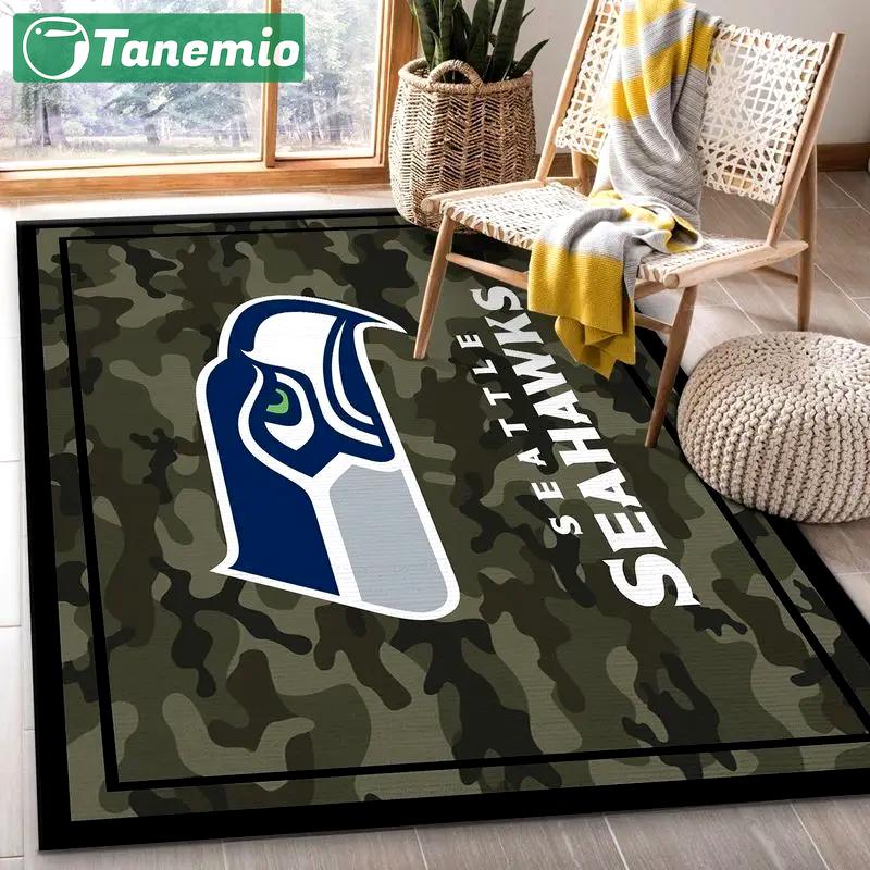 Nfl seattle seahawks football sport rug camo style living room area rug 24 Rectangle Rug