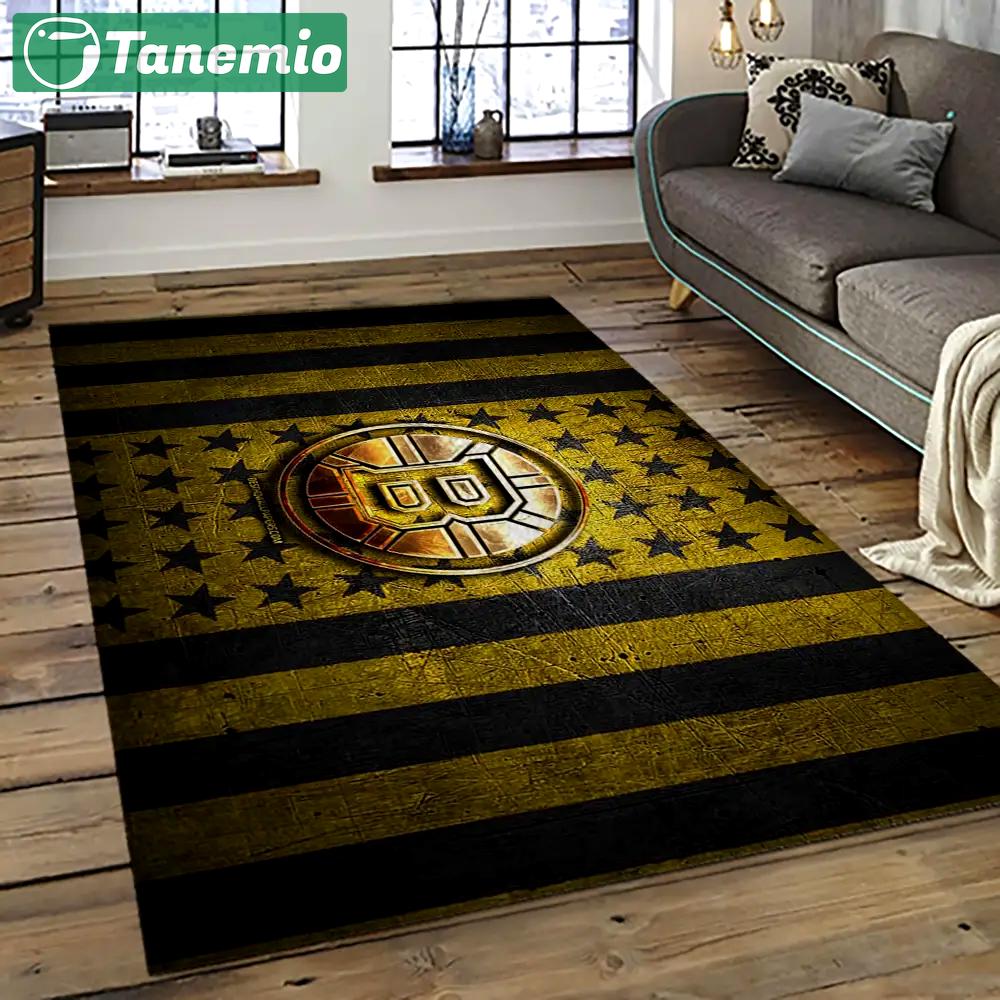 Nhl boston bruins hockey team logo sport carpet rectangle area rug for living room bb75 Rectangle Rug