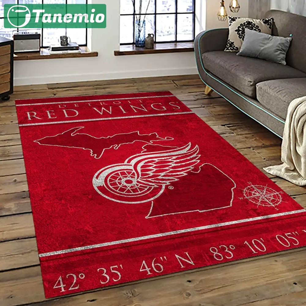 Nhl detroit red wings hockey team logo sport carpet rectangle area rug for living room drw16 Rectangle Rug