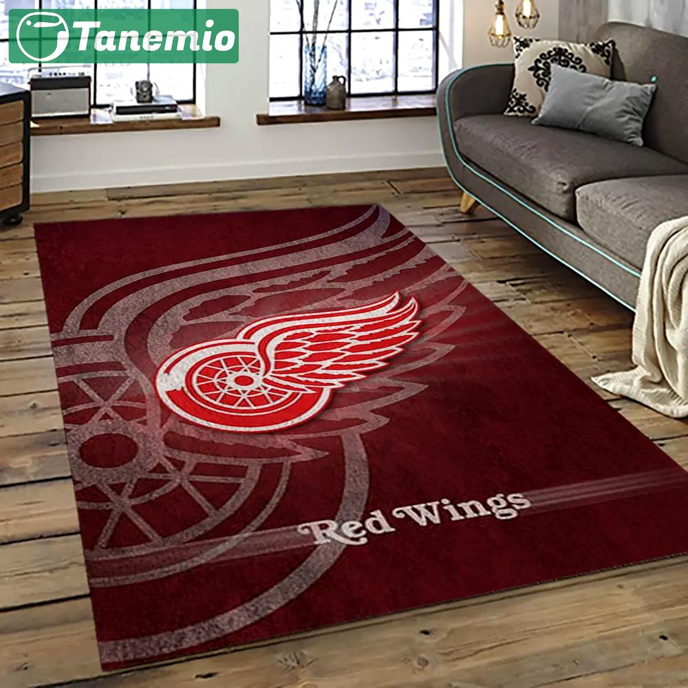 Nhl detroit red wings hockey team logo sport carpet rectangle area rug for living room drw22 Rectangle Rug