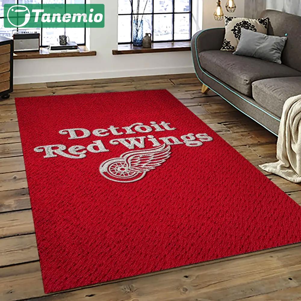 Nhl detroit red wings hockey team logo sport carpet rectangle area rug for living room drw51 Rectangle Rug