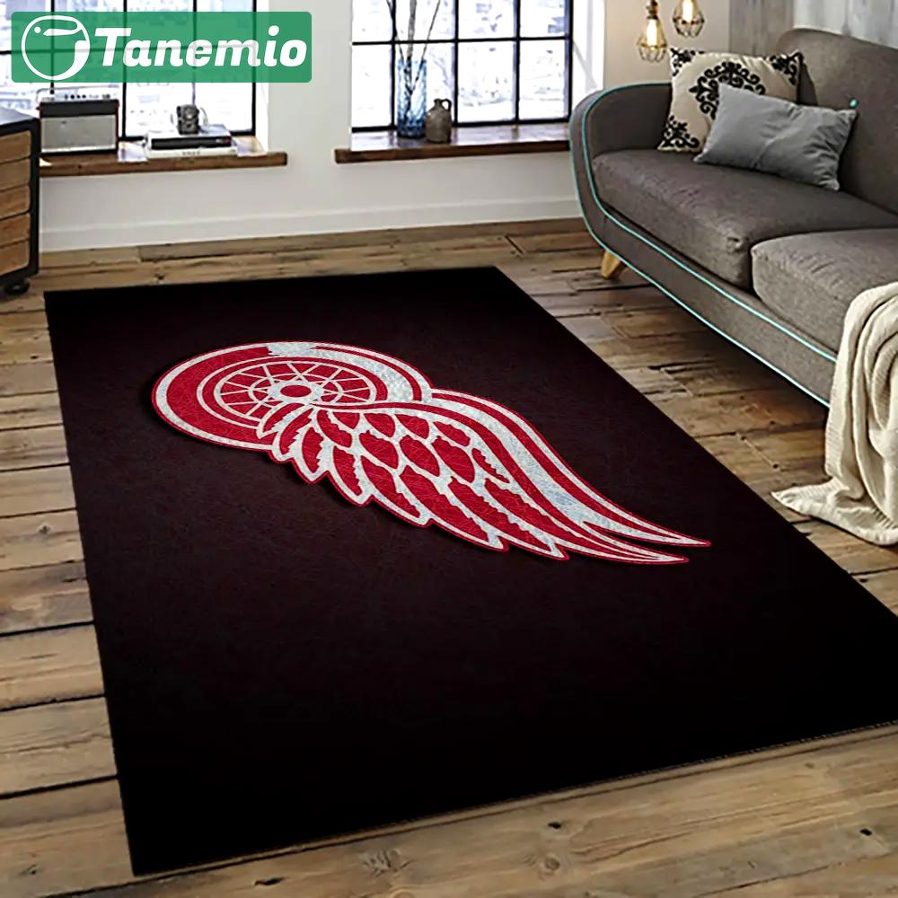 Nhl detroit red wings hockey team logo sport carpet rectangle area rug for living room drw62 Rectangle Rug