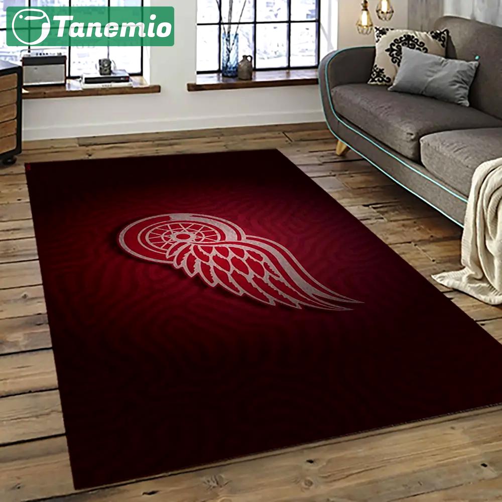 Nhl detroit red wings hockey team logo sport carpet rectangle area rug for living room drw63 Rectangle Rug