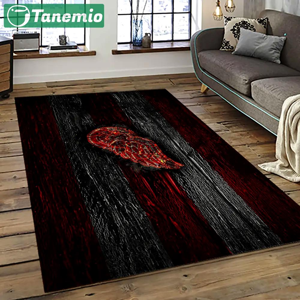 Nhl detroit red wings hockey team logo sport carpet rectangle area rug for living room drw74 Rectangle Rug