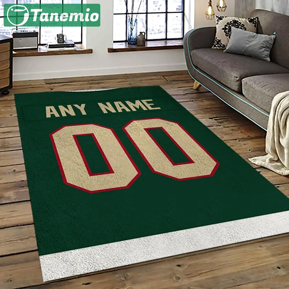 Nhl minnesota wild hockey team logo sport carpet rectangle area rug for living room mw07 Rectangle Rug