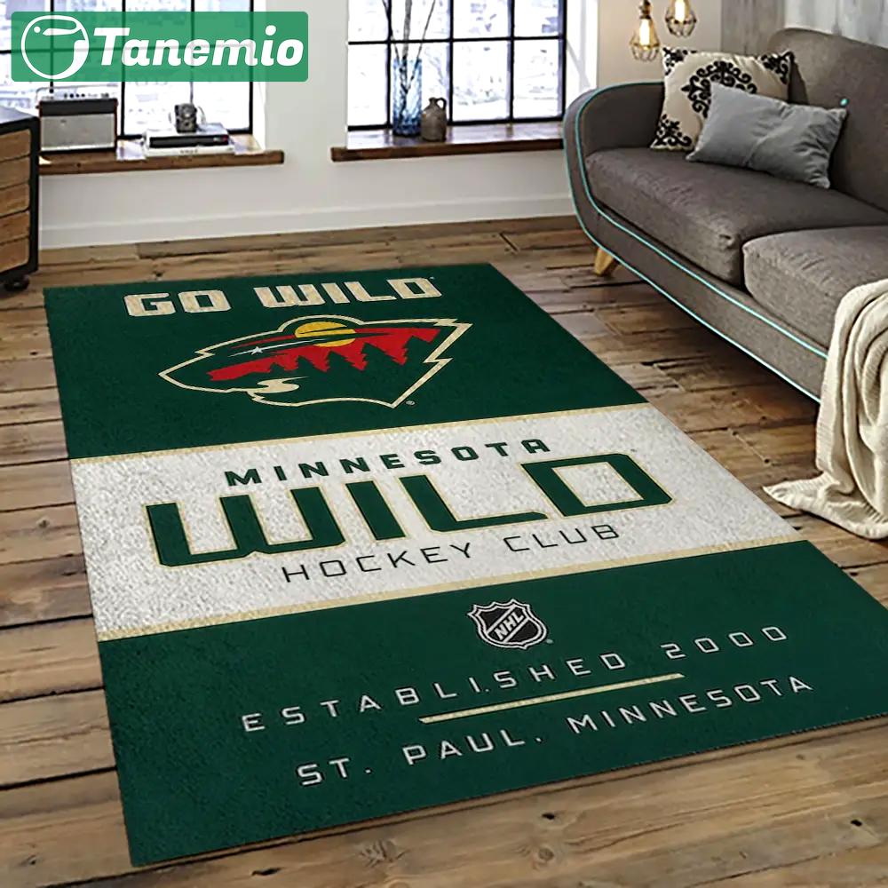 Nhl minnesota wild hockey team logo sport carpet rectangle area rug for living room mw08 Rectangle Rug