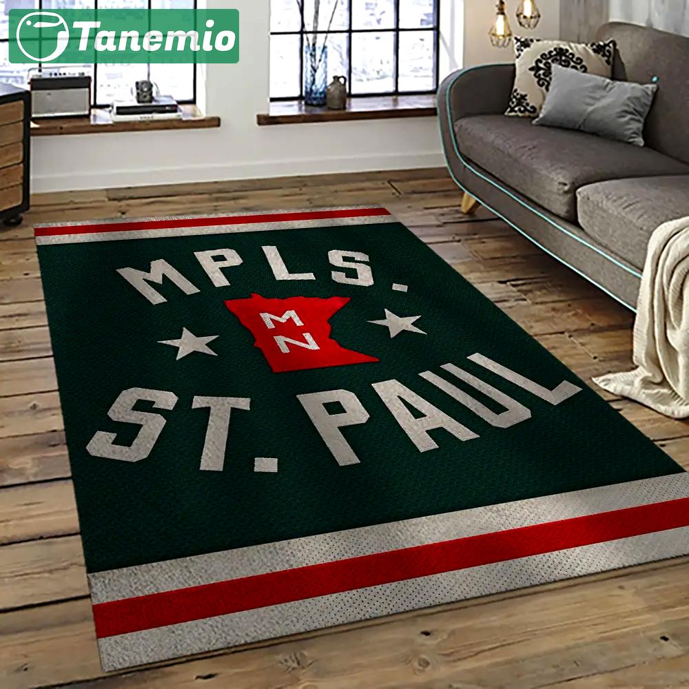 Nhl minnesota wild hockey team logo sport carpet rectangle area rug for living room mw23 Rectangle Rug