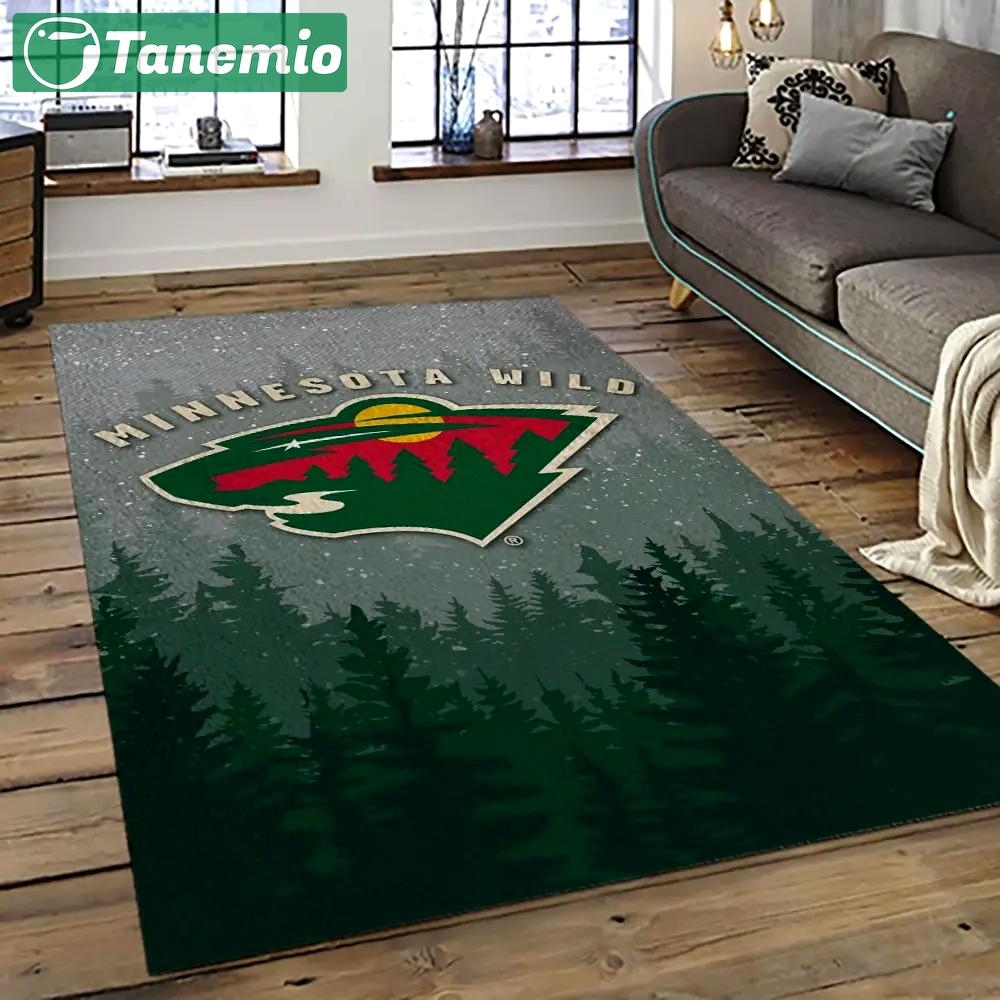 Nhl minnesota wild hockey team logo sport carpet rectangle area rug for living room mw25 Rectangle Rug