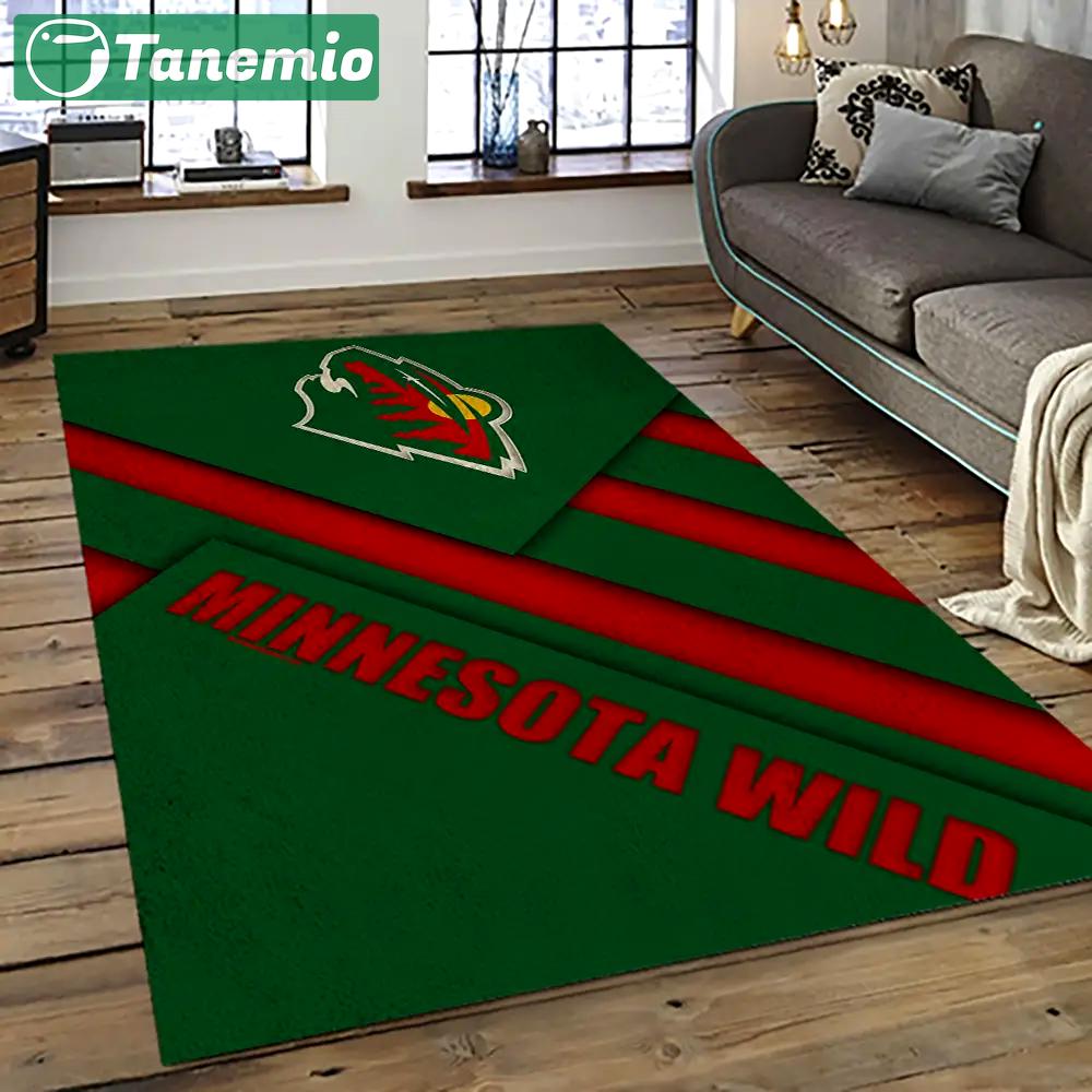 Nhl minnesota wild hockey team logo sport carpet rectangle area rug for living room mw49 Rectangle Rug