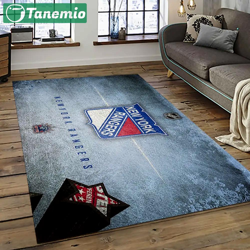 Nhl new york rangers hockey team logo sport carpet rectangle area rug for living room nyr21 Rectangle Rug