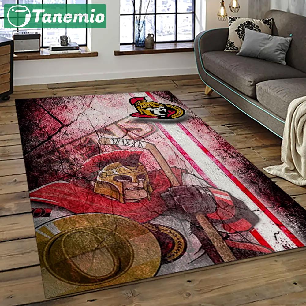 Nhl ottawa senators hockey team logo sport carpet rectangle area rug for living room os31 Rectangle Rug