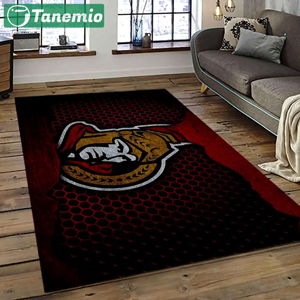 Nhl ottawa senators hockey team logo sport carpet rectangle area rug for living room os42 Rectangle Rug