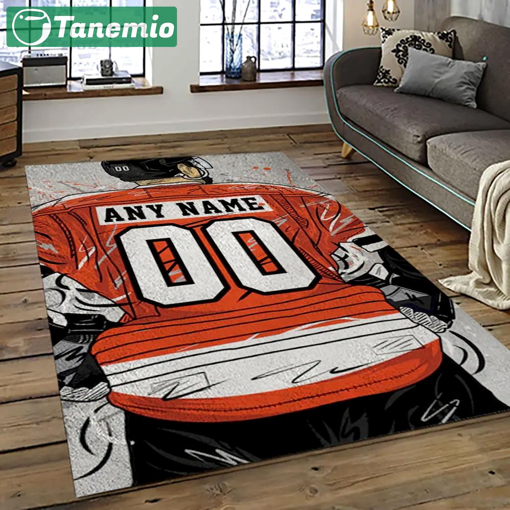 Nhl philadelphia flyers hockey team logo sport carpet rectangle area rug for living room pf11 Rectangle Rug