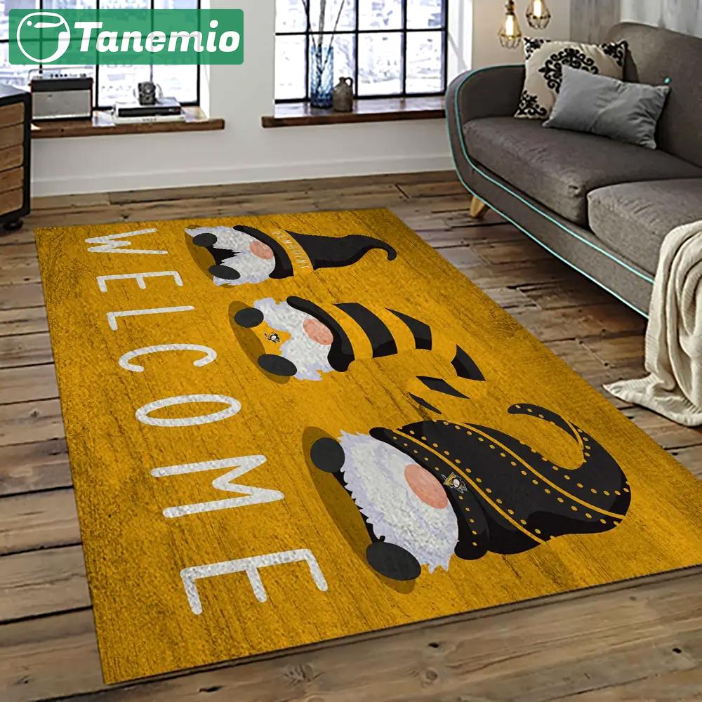 Nhl pittsburgh penguins hockey team logo sport carpet rectangle area rug for living room pp35 Rectangle Rug