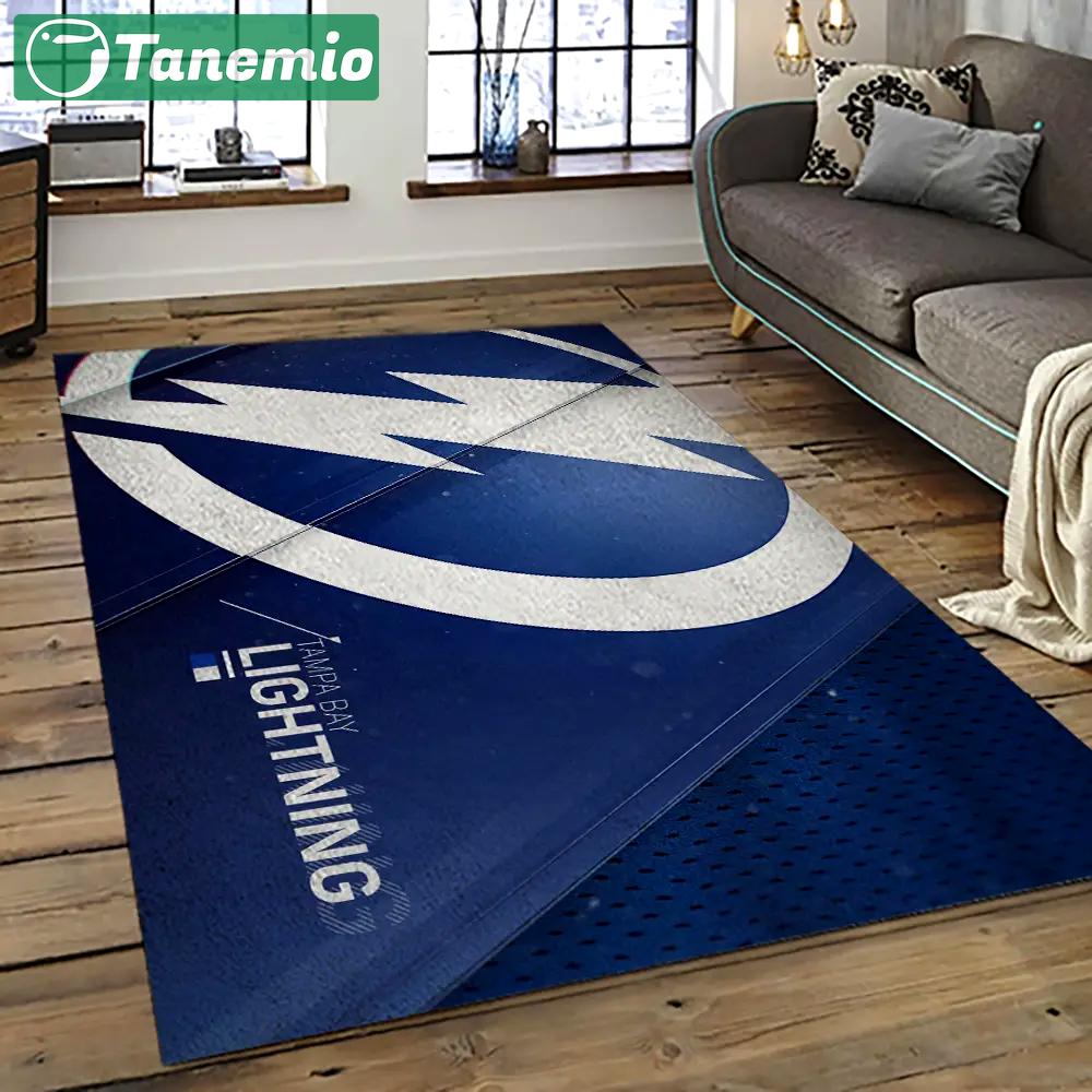 Nhl tampa bay lightning hockey team logo sport carpet rectangle area rug for living room tbl22 Rectangle Rug