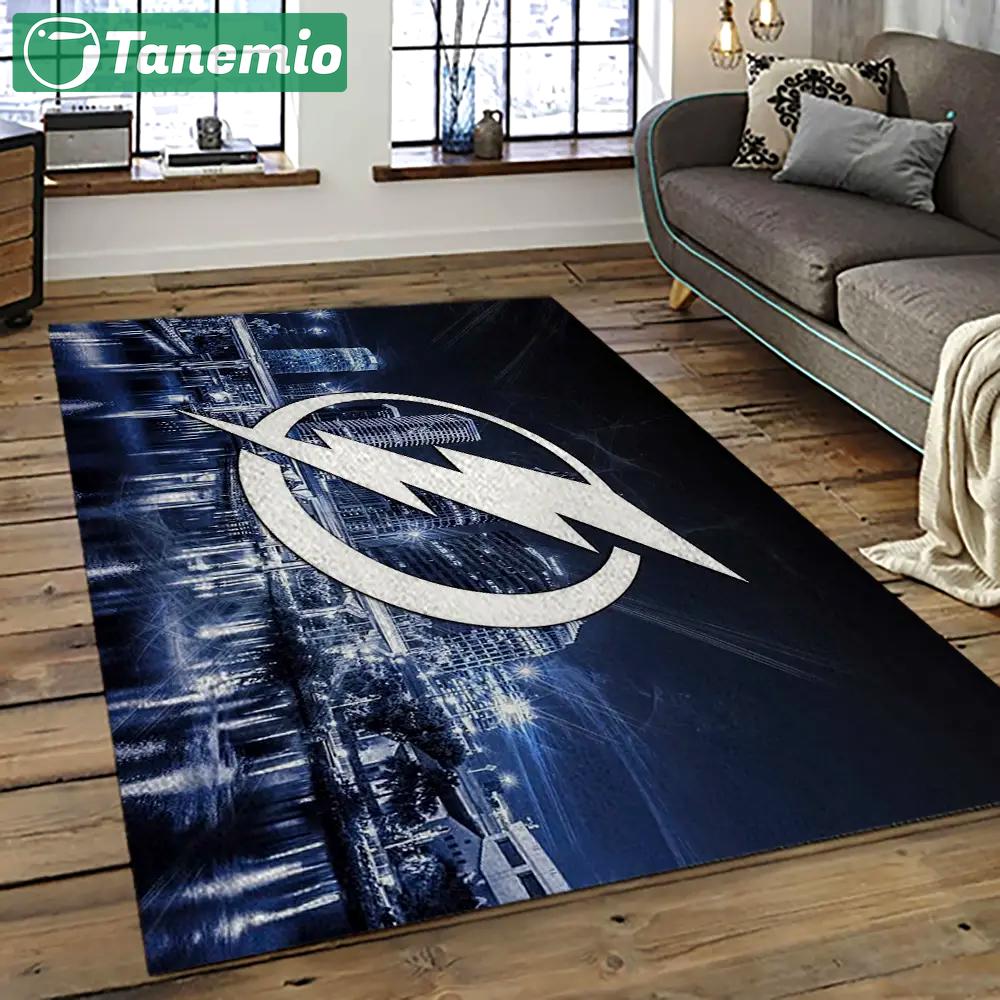 Nhl tampa bay lightning hockey team logo sport carpet rectangle area rug for living room tbl23 Rectangle Rug
