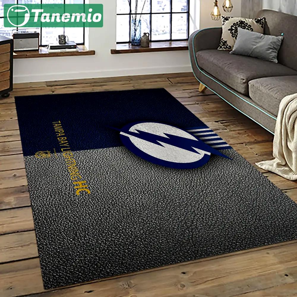 Nhl tampa bay lightning hockey team logo sport carpet rectangle area rug for living room tbl47 Rectangle Rug