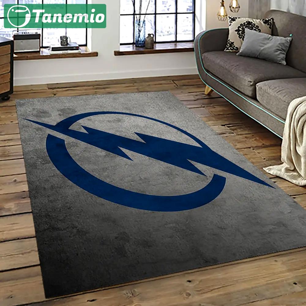 Nhl tampa bay lightning hockey team logo sport carpet rectangle area rug for living room tbl63 Rectangle Rug