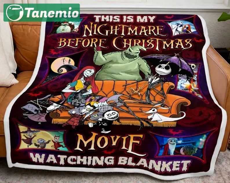 Nightmare before christmas fleece blanket, this is nightmare before christmas movie watching throw blanket for couch sofa, christmas gift Quilt Blanket