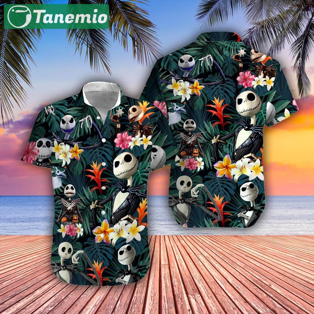 Nightmare before christmas hawaiian shirt tropical jack skellington hawaiian shirt Hawaii Shirt Shorts & Flip Flops