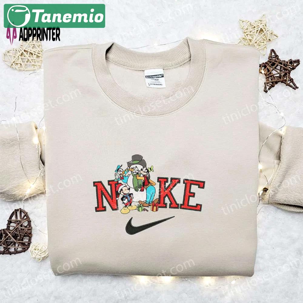 Nike christmas x donald goofy mickey sweatshirt: festive embroidered shirt best gift idea Embroidered Shirt
