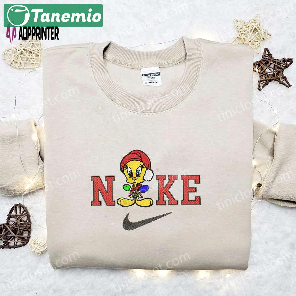 Nike christmas x tweety light embroidered sweatshirt & shirt: best holiday gift ideas Embroidered Shirt