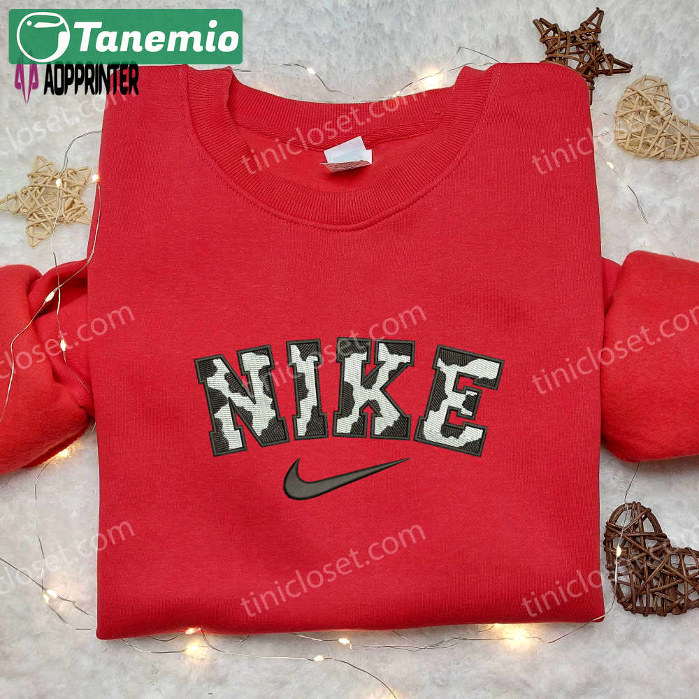 Nike cow pattern embroidered shirt: animal print custom design Embroidered Shirt