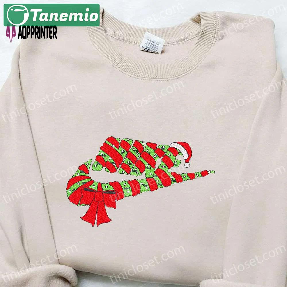 Nike embroidered christmas wreath sweatshirt – best gift idea for nike fans! Embroidered Shirt
