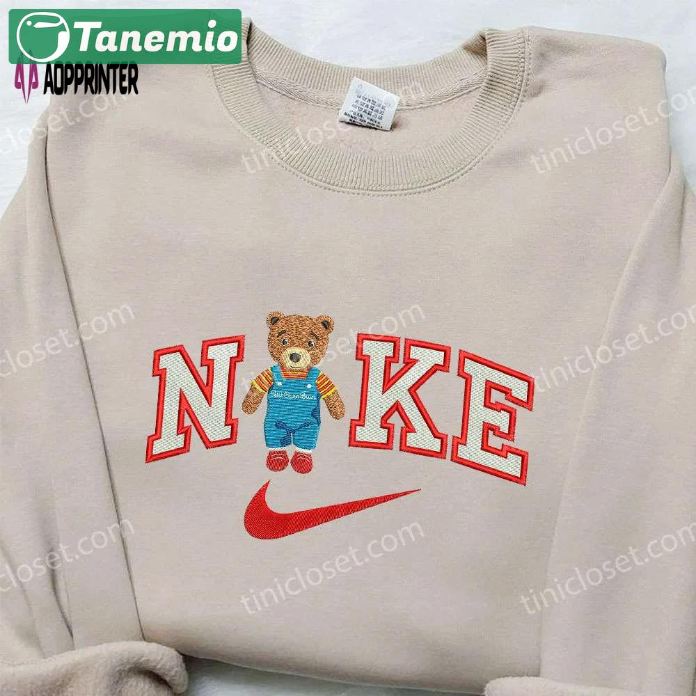 Nike embroidered petit ours brun sweatshirt – animal shirt for best birthday gifts Embroidered Shirt