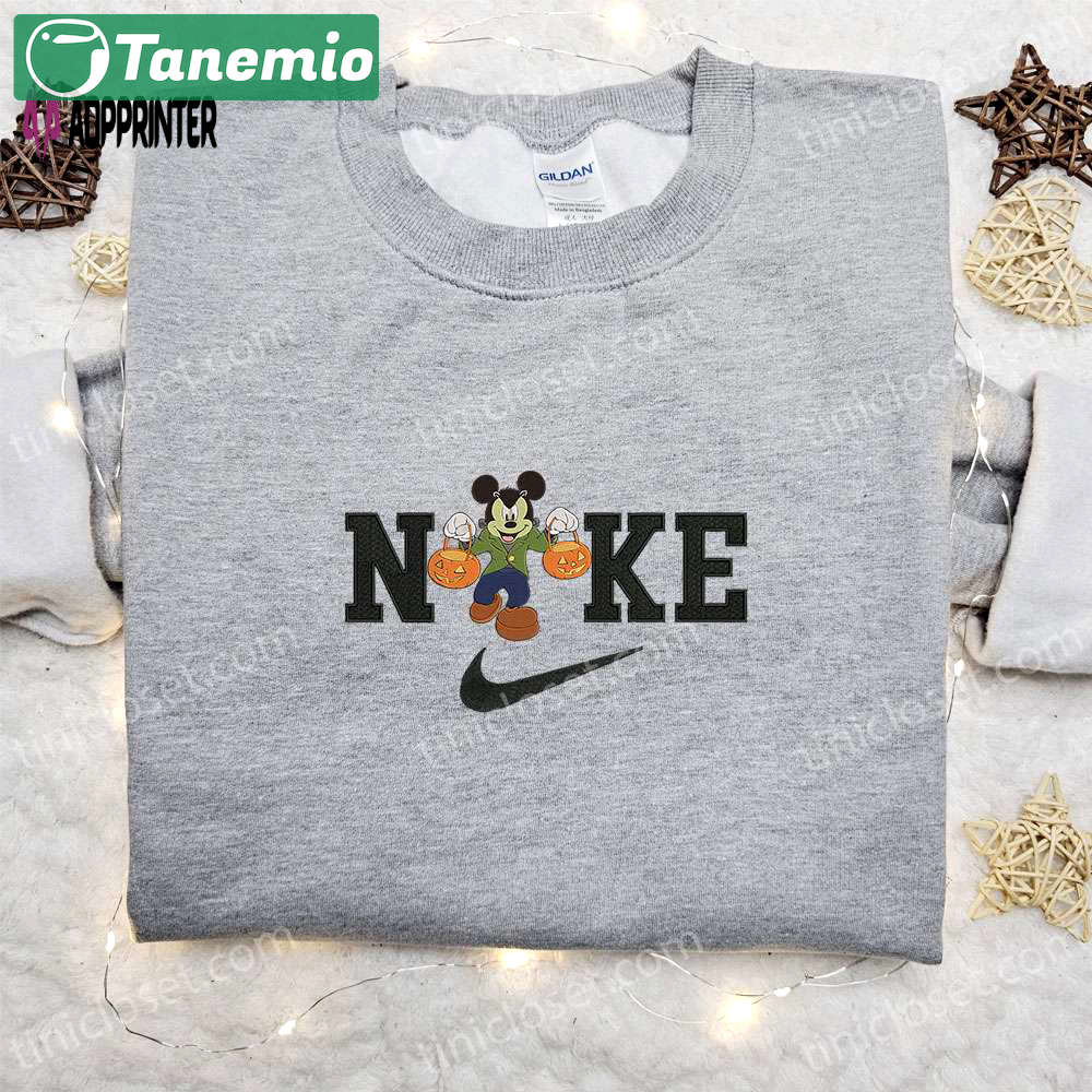 Nike halloween x mickey frankenstein sweatshirt: disney characters embroidered shirt best halloween gift ideas Embroidered Shirt