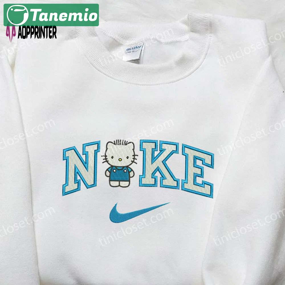 Nike inspired blue hello kitty embroidered shirt & sweatshirt: perfect gifts for son Embroidered Shirt
