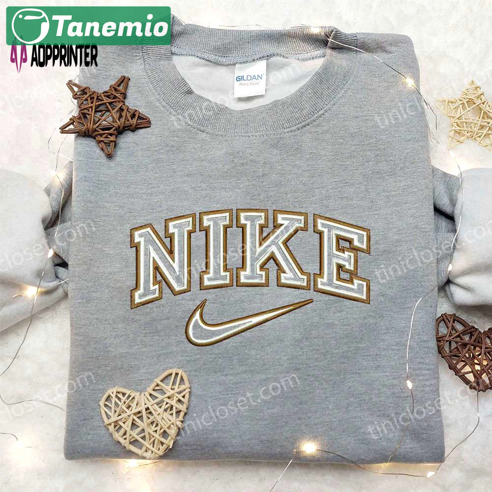 Nike inspired embroidered shirt: minimalist design perfect family gift Embroidered Shirt