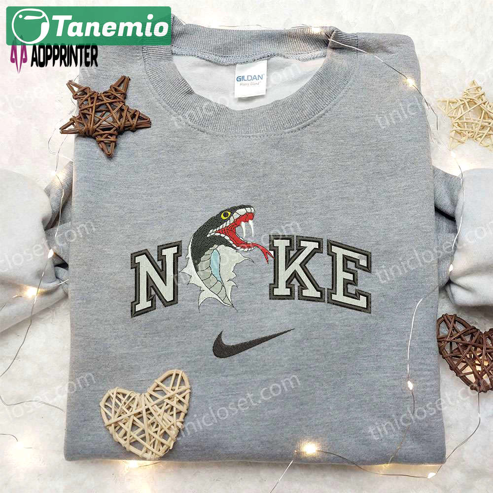 Nike inspired king cobra snake embroidered sweatshirt: animal shirt with nike style Embroidered Shirt