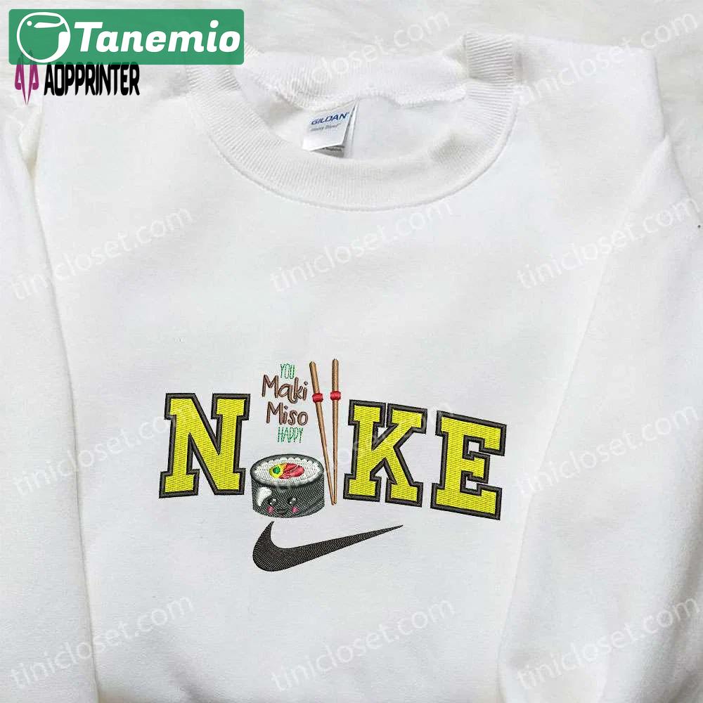 Nike inspired maki miso & favorite food embroidered shirt: stylish & unique nike shirt designs Embroidered Shirt