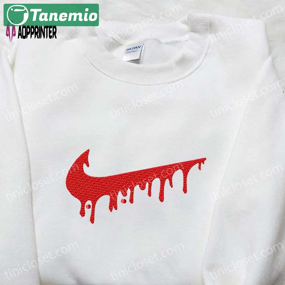 Nike-inspired melting swoosh embroidered sweatshirt: best birthday gift ideas Embroidered Shirt
