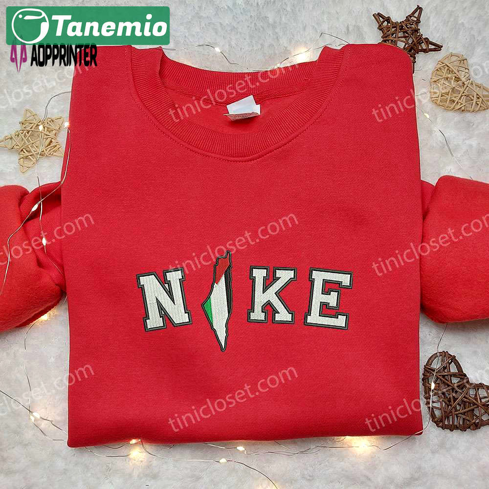 Nike inspired palestine flag embroidered sweatshirt: national day gift ideas Embroidered Shirt